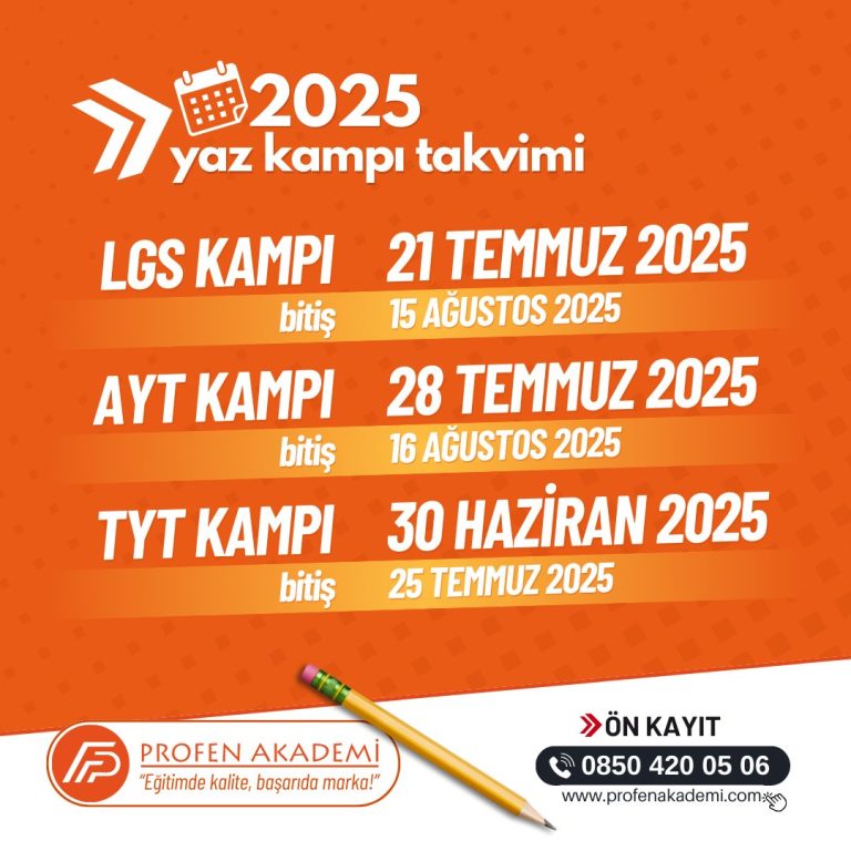 Profen Akademi 2025 Yaz Kampı Takvimi