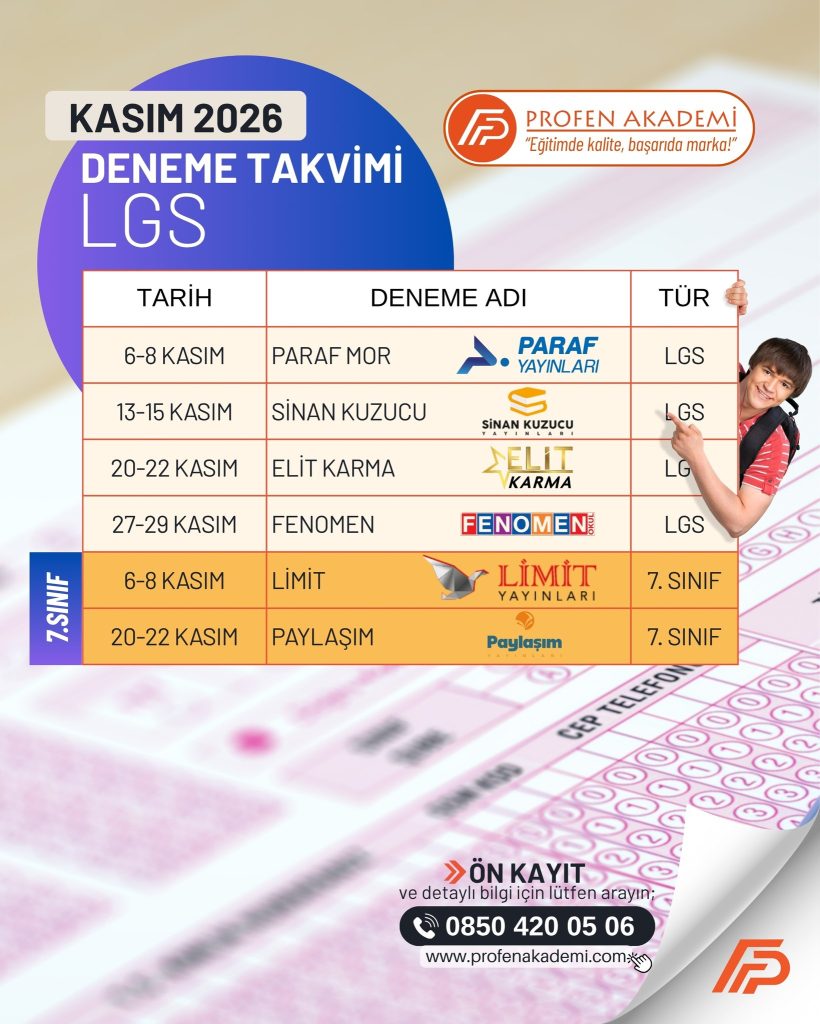 Kasım 2026 LGS Deneme Takvimi ve Kayıt Detayları